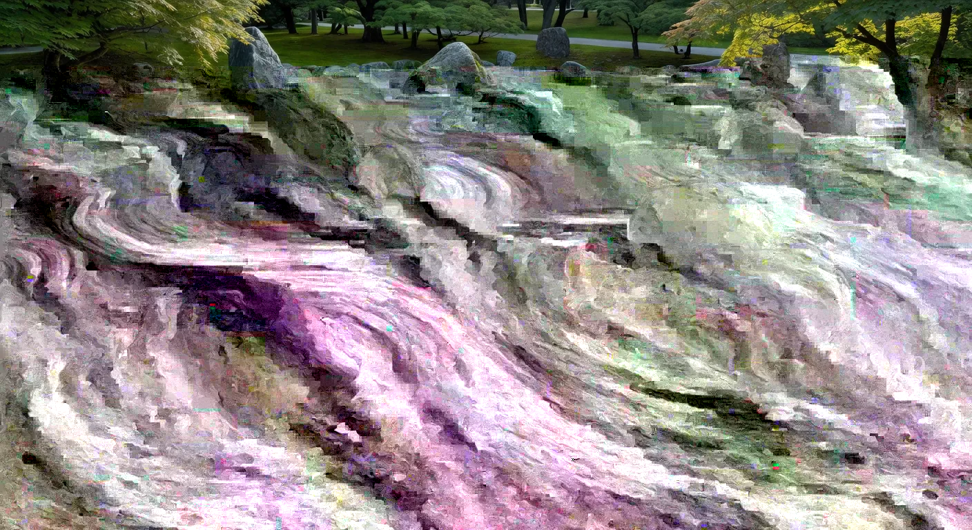 A Zen karesansui rock garden carpeted in moss, Kyoto